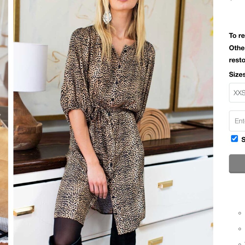 Emerson Fry Fiona Dress Little Cheetah Animal Print Silk brown m medium